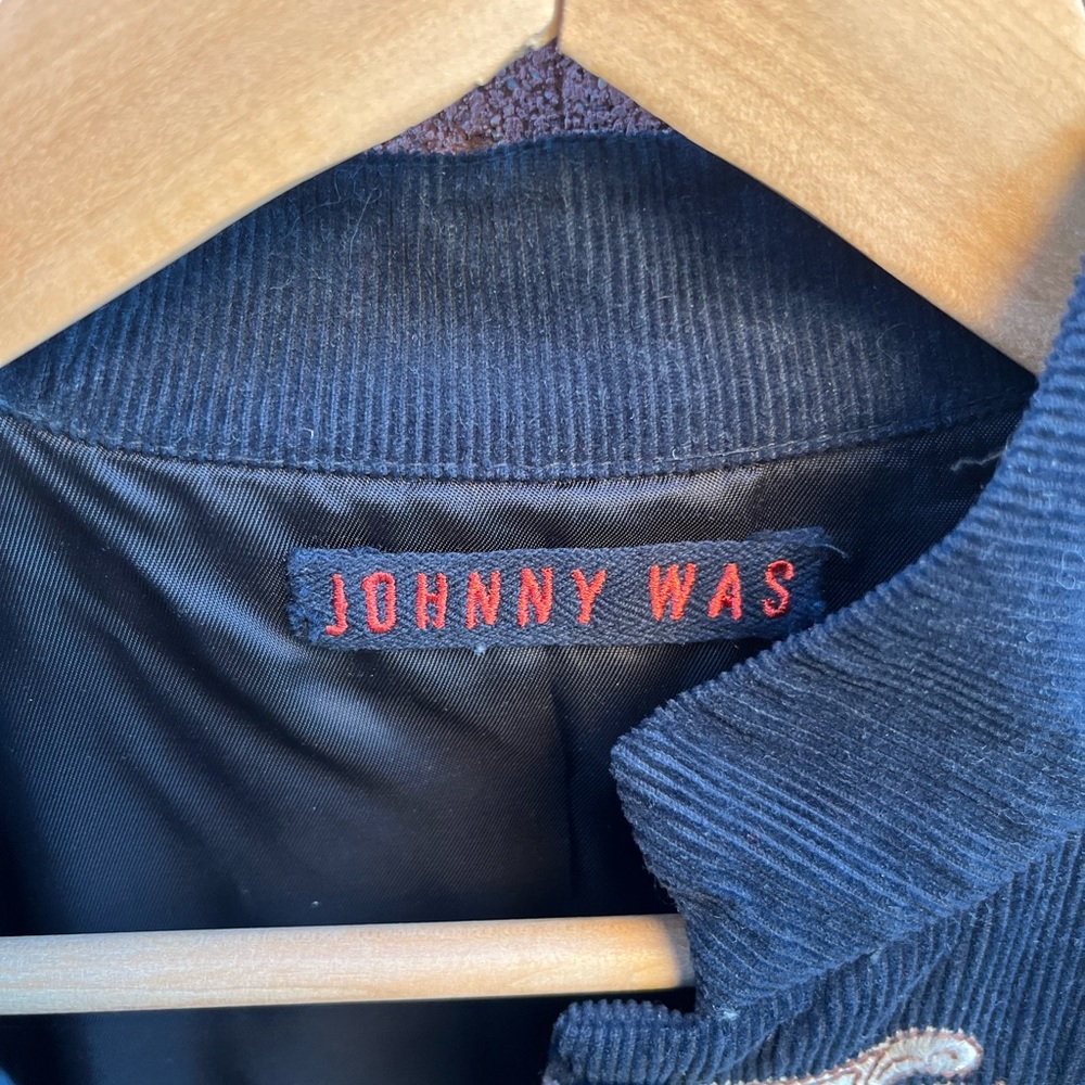 Johnny Was Corduroy Embroidered Navy Blue Long Coat  size S/M - Picture 11 of 12